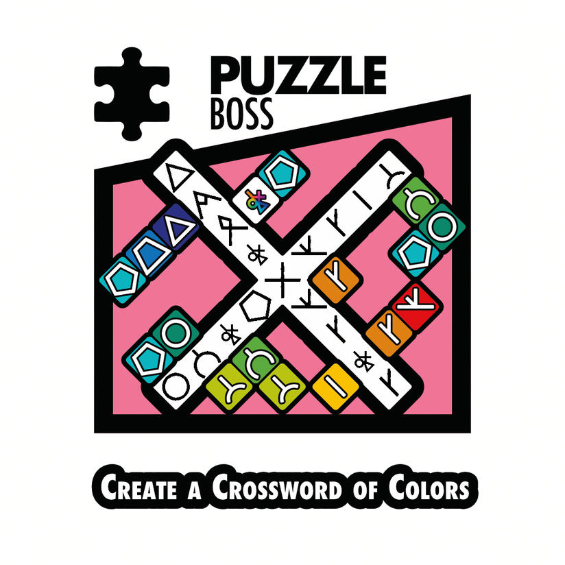 DORX Games: "Puzzle Boss" game rulebook cover: "Create a crossword of colors."