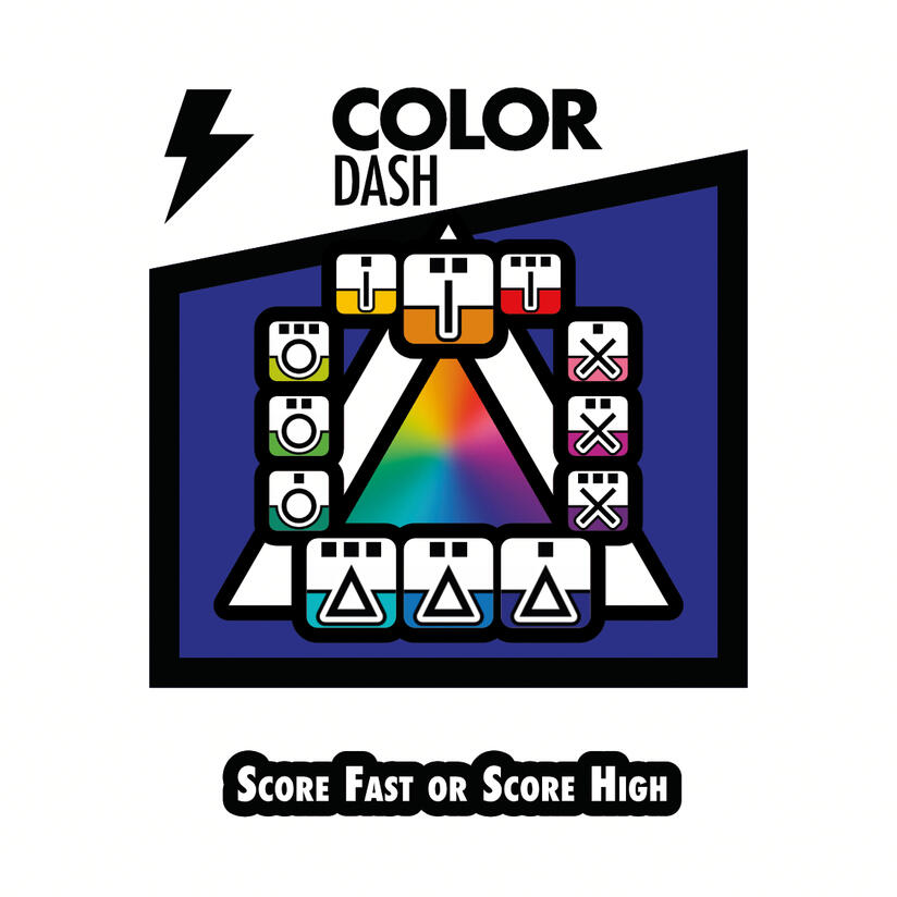DORX Games: "Color Dash" game rulebook cover: "Score fast or score high.'