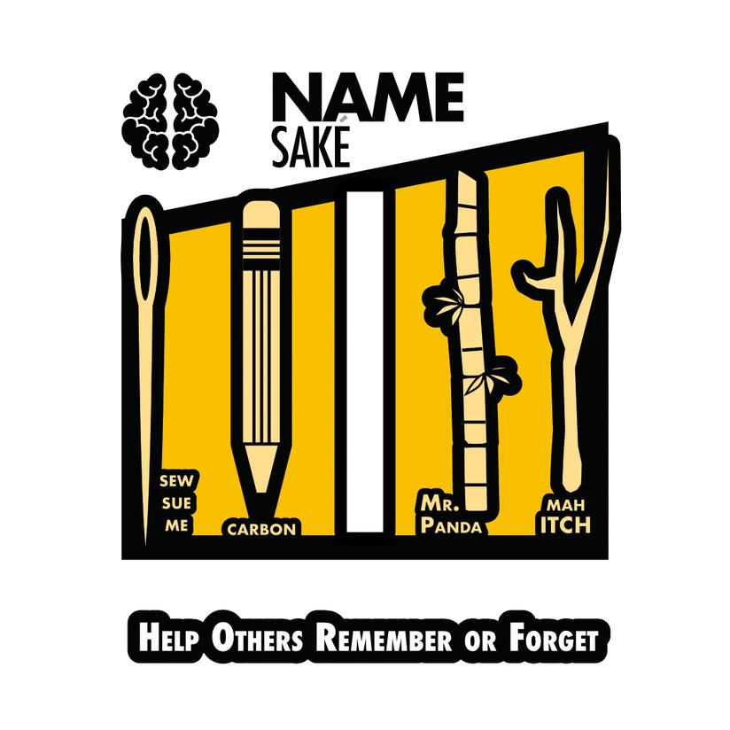 DORX Games: "Name Saké" game rulebook cover: "Help others remember or forget."