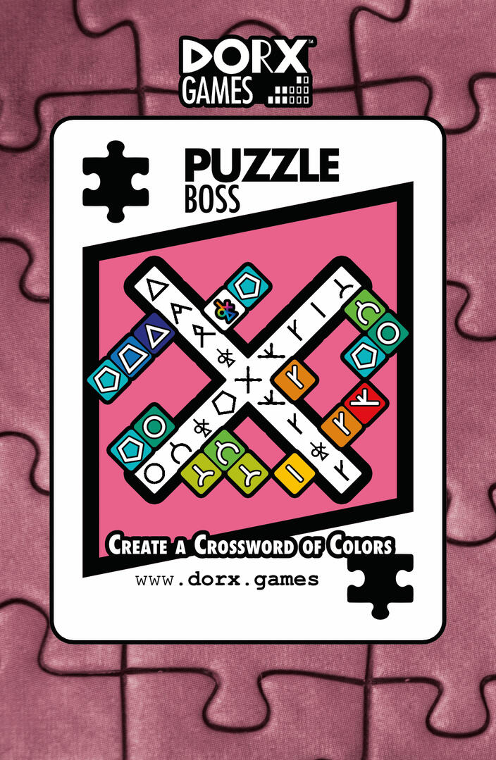 DORX Games: "Puzzle Boss" game rulebook cover: "Create a crossword of colors."